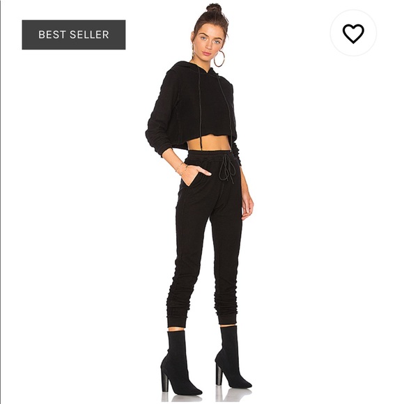 Danielle Guizio Pants - DG Black Cropped Sweatsuit (sold as set)